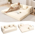Ahomly 78.8'' Convertible Sofa Bed5-in-1 Boneless Couch with Removable ArmrestsFolding Futon Sofa Bed Includes 2 PillowsComfy Pull Out Couch for Living RoomNo Assembly RequiredCream