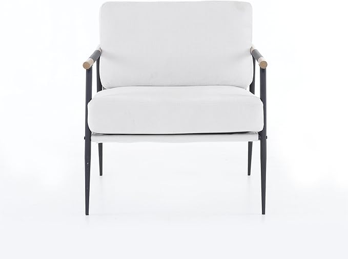 Modern Chic Accent Chair with Metal e Upholstered Chenille Living Room Chair with Removable Seat and Back Cushion Comfy Reading Chair for Bedroom White GH427