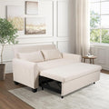 Oversized 3-in-1 Convertible Sleeper Sofa Bed Futon Couch with Pullout Bed 2-Seater Loveseat Sofa w/Pockets Adjustable Backrest and Pillows for Living Room Apartment (White)