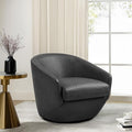 Swivel Barrel Accent Chair Modern Round Faux Leather Arm Chair for Living Room Bedroom Comfy Club Reading Chairs for Adults(Faux Leather Black Set of 1)