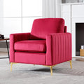 Rose Red Accent Chair Small for Bedroom Living Room Comfy Accent Chair Amchair Modern Single VelvetSofa Chair with Metal Legs