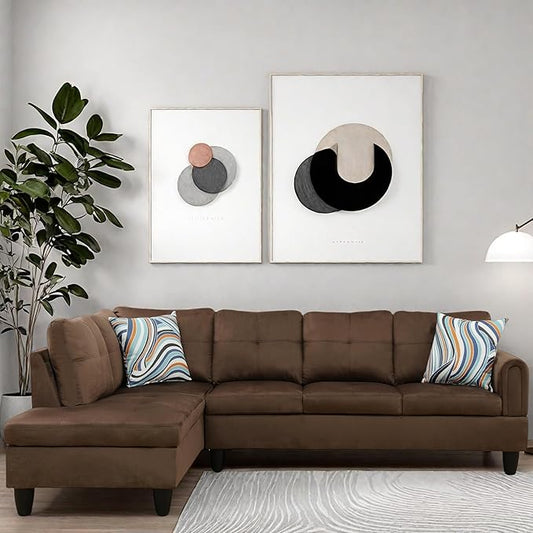 L Shaped Couch Modular Sectional Sofa with Chaise Modern Modular Sofas Furniture Sofa Couches for Living Room/Apartment/Office/Bedroom Chocolate