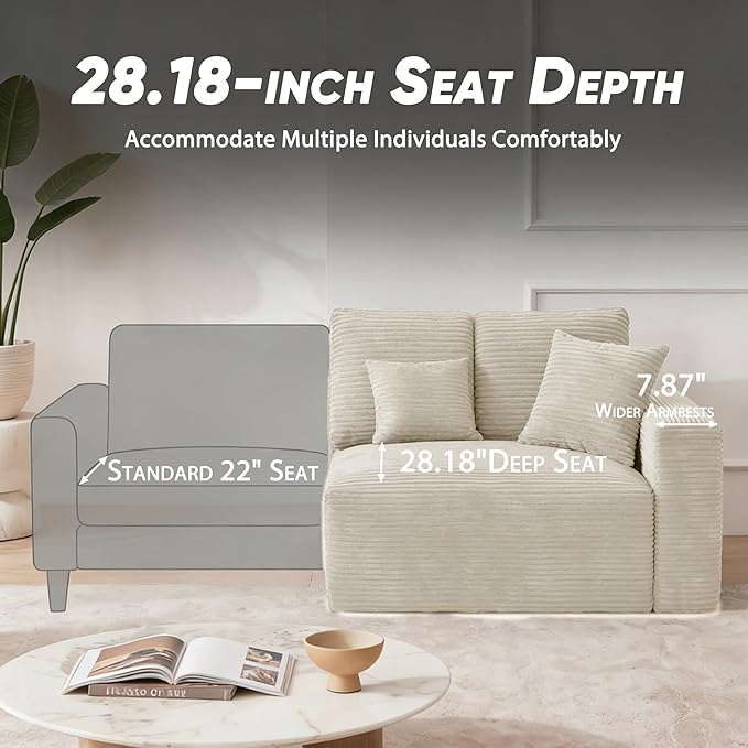 Homall Sectional Couches for Living Room Modern Boneless Couch with Deep Seat Upholstered Cloud Sofa No Assembly Required (Beige L Shaped Sofa)