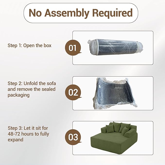 58 Inch Chaise Lounge Chair Indoor Corduroy Boneless Sofa Bed Deep Seat Sleeper Couch Reading Chairs Upholstered Comfy Cloud Sofas Couches for Living Room No Assembly Required Green