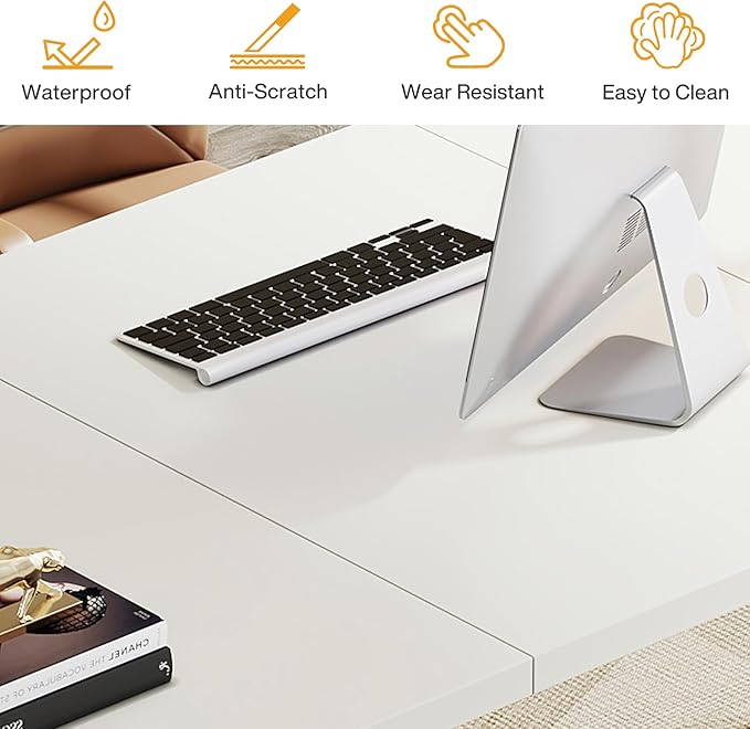 Tribesigns Modern Executive Desk 70.9 Large Office Computer Desk Conference Table Meeting Room Table Simple White Workstation Business Furniture for Home Office