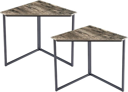 VECELO Corner DeskOffice Tables for Living Room for Small Space Triangle Computer Desk with Steel Frame Corner Shelves with Metal Frame Writing Desk for Workstation Classic Grey 33.1 2 Set
