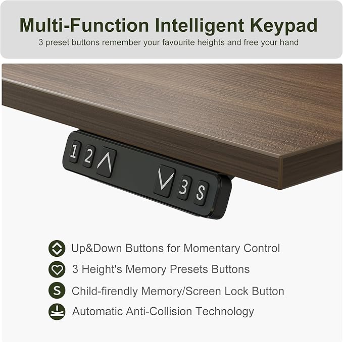 BANTI Triple Motor 75 L-Shape Standing Desk with 5 Drawers Sit Stand Home Office Desk Computer Workstation Corner Standing Desk with Spliced Panels Black Walnut Top