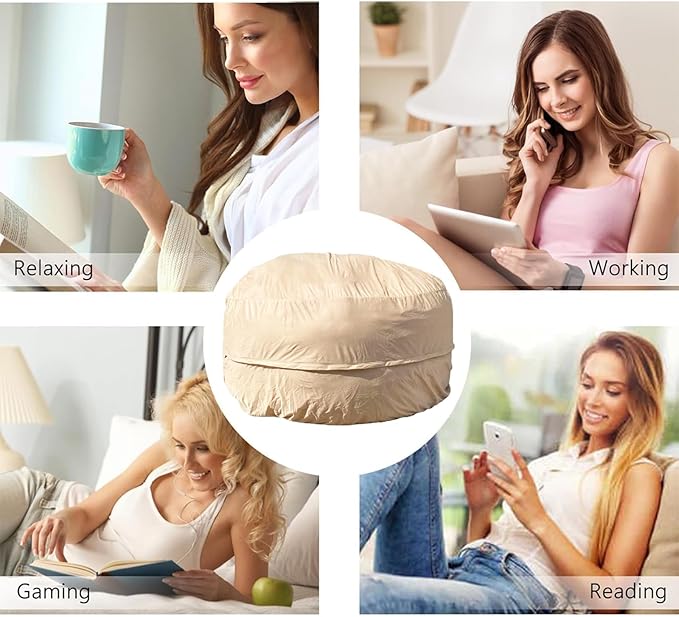 BCU Big Bean Bag Cover Inner Lining for Filler Beanbag Beans Storage Reusable Washable 6FT