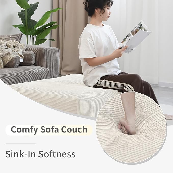 U-Shaped Couch Modular Sectional Sofa181.1 Oversized Corduroy Modular Sectional with Chaise Ottomans for Living Room Wide 6 Seater Sofa Couch Module's Cover Removable&amp Washable (Beige)