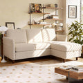 Convertible Sectional SofaCorduroy L-Shaped Couch with Reversible Storage Chaise3-Seater Sofa with Side Pocket for Living RoomBedroom and Office 106.7Beige