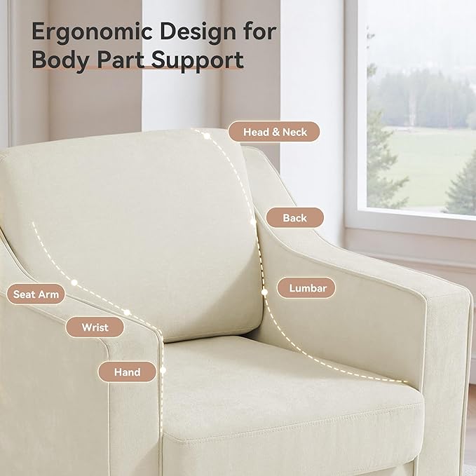 Swivel Accent Chair Mid Century Round Barrel Arm Chair for Living Room Comfy Chenille Club Single Sofa Chair for Bedroom-Beige