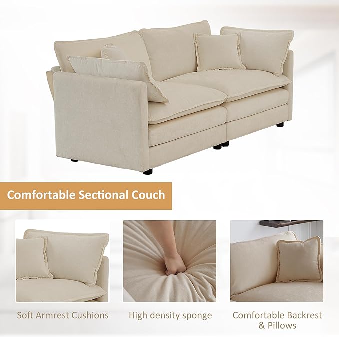 GNIXUU Upholstered Living Room Furniture Sets Inclued 2 Pieces loveseat Sofa Modern Chenille Deep Seat Couch Set for Living Room and Bedroom(2+2 seat Camel)