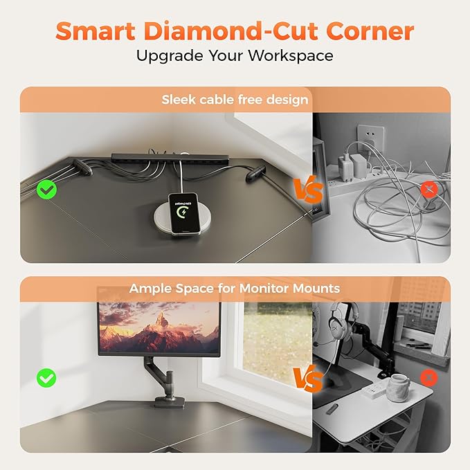 Mericonia 66 inch Large L Shaped Desk Simple Corner Gaming Desk with CPU Stand &amp Hooks Computer Desk for Home Bedroom &amp Office Workspace Black