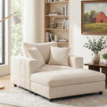 Chaise Lounge Chair Indoor54 Inch Large Corduroy Chaise Lounges Chair with Ottoman &amp 3 Pillows Deep Seat Upholstered Comfy Sleeper Chairs for Living RoomBedroomOffice (Beige)
