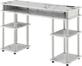 Convenience Concepts Designs2Go No Tools Student Desk with Charging Station and Shelves White Marble