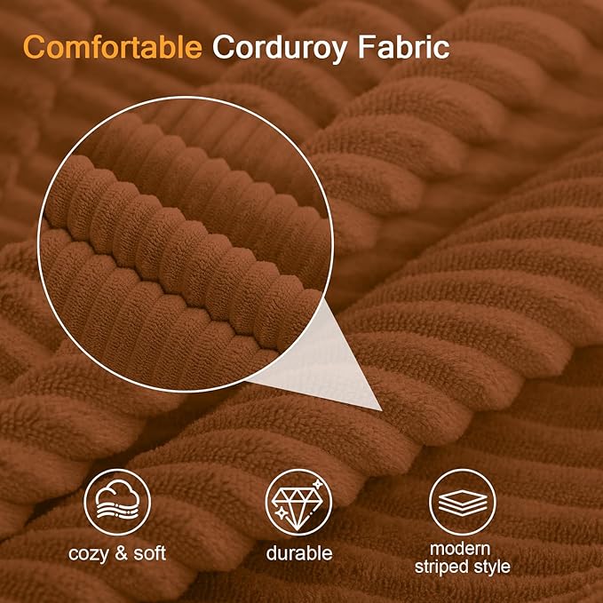 COMAX Convertible Sofa Bed Queen Corduroy Folding Floor Couch Pull Out Couch Bed Futon Sleeper with Pillows Fold Out Boneless Sofa Comfy Lounge Mattress Loveseat for Living Room Bedroom Orange