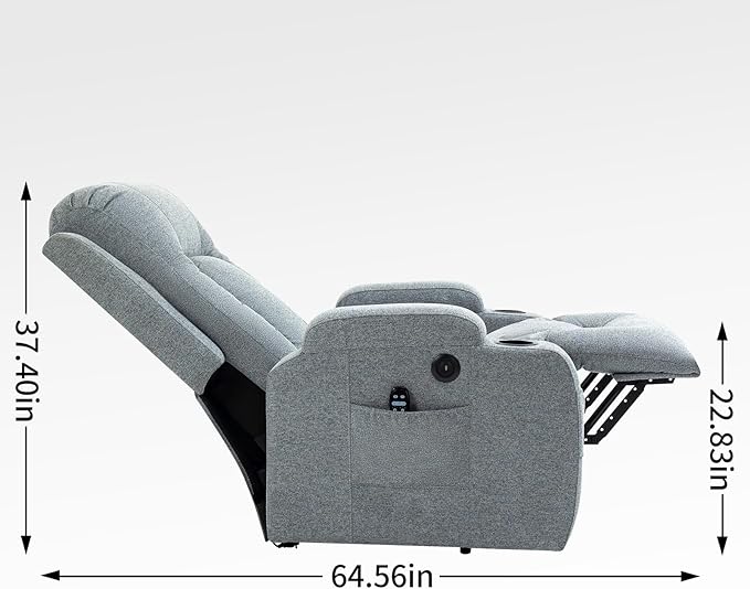 Power Lift Recliner Chair for Elderly with Infinite Position 350 LBS Capacity 8-Point Massage &amp Heating - Comfy Heavy Duty Motion Recliners Chairs for Living Room Small SpacesGrey