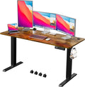 Shahoo Electric Standing Desk 60 Inch Ergonomic Height Adjustable Table with T-Shaped Metal Bracket Modern Computer Workstations for Home Office Rustic Brown 60 x 24 Inch