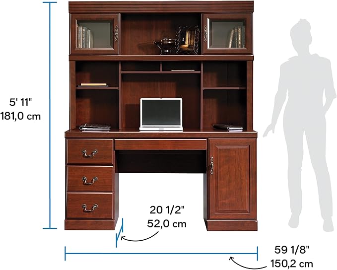 Sauder Heritage Hill Engineered Wood Desk with Hutch in Classic Cherry Finish