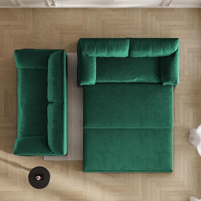 Pull Out Sofa Bed Queen 3 in 1 Convertible Sleeper Sofa Couch with Pullout Bed Comfy Futon Sofa cama moderno Velvet Recliner Loveseat for Living Room Apartment Small Space 63.8 Green