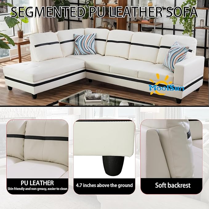 L-Shaped Combination Sofa Set Luxurious Synthetic Leather Living Room Sofa Suitable for Living Rooms Bedrooms Apartments and Offices