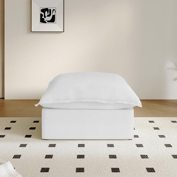 Waterproof OttomanDown Filled Comfort FootrestModular Sectional Cloud Sofa for Living RoomRemovable Washable Covers Couch for ApartmentWhite