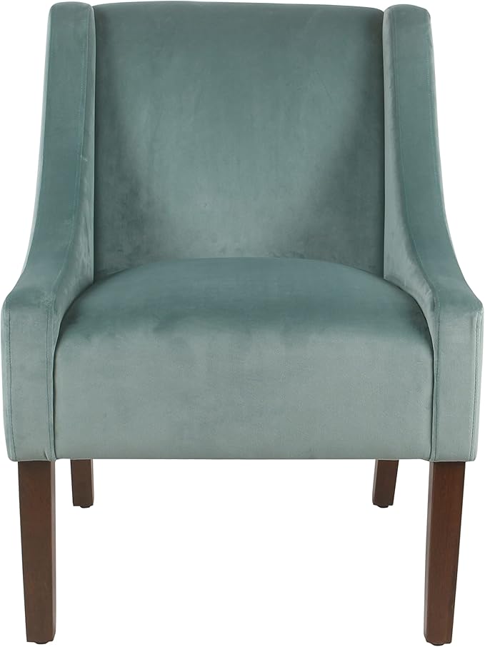 Homepop Home Decor | Upholstered Classic Swoop Arm Accent Chair | Accent Chairs for Living Room &amp Bedroom | Decorative Home Furniture Light Velvet Aqua Blue