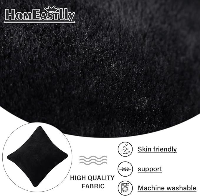 Lazy Chair with Ottoman Large Black Accent Chair with Ottoman and FA Throw Pillow Comfy Plush Reading Chair for Living Room Bedroom Dorm Room Office Apartment Relaxing Use