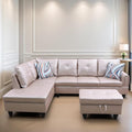 FONTOI L Shaped Sectional Couches Leather Couch Modular Sectional Sofa with Ottoman Storage Modern L Shaped Couch with Chaise for Living Room Bedroom Apartment Furniture Gray