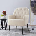 IWMH Accent Chair for Living Room Button Linen Fabric Armchair Single Sofa Chair with Arms Metal Legs Side Corner Chair for Bedroom Reading (Beige)