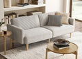 mopio 76.4 Futon Sofa Bed Couch Loveseat Sleeper Sofa Mid Century Modern Futon Couch Sofa Cama Couches for Living Room (Light Gray Fabric)
