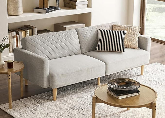 mopio 76.4 Futon Sofa Bed Couch Loveseat Sleeper Sofa Mid Century Modern Futon Couch Sofa Cama Couches for Living Room (Light Gray Fabric)