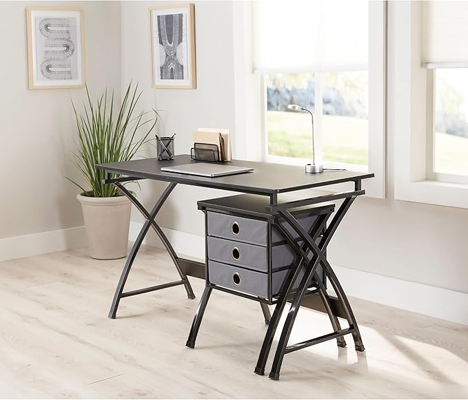 Realspace® X-Cross 48 W Computer Desk with File Cabinet Black