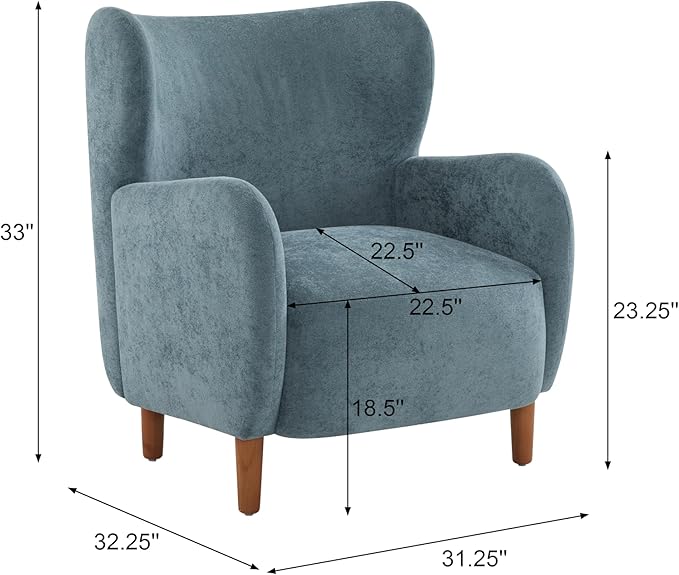 Christopher Knight Home Dolly Mid-Century Modern Velvet Upholstered Wingback Club Chair Living Room Lounge Chair for Relaxation Reading Armchair Solid Wood Living Room Accent Chair Aqua Blue+Brown