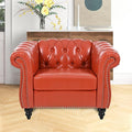 Orange Black Faux Leather Chesterfield Accent Chair with Tufted Upholstery Wingback Design &amp Club Style for Living Room Bedroom Office Furniture