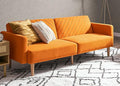 mopio 76.4 Futon Sofa Bed Couch Loveseat Sleeper Sofa Mid Century Modern Futon Couch Sofa Cama Couches for Living Room (Apricot Velvet)