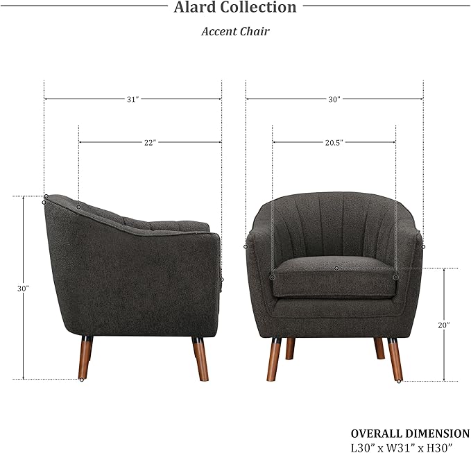 Lexicon Alard Tufted Fabric Barrel Accent Chair Charcoal