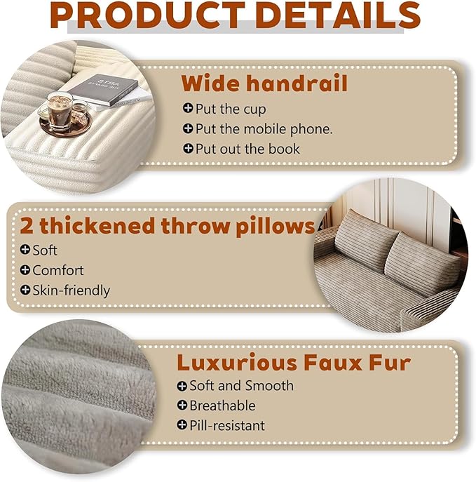 63 Cloud Loveseat Sofa - Boneless Deep Seat 2-Seater No Assembly Foam Floor Couch Plush Corduroy Fabric Modern Living Room Sofa for Small Space Apartment Bedroom Office (Camel) | Boneless Sofa