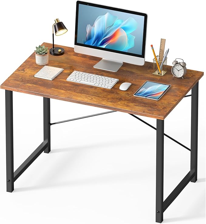 OLIXIS 40 Inch Computer Home Office Desk for Small Spaces Writing Work Study Student Bedroom Table with Metal Frame Modern Rust