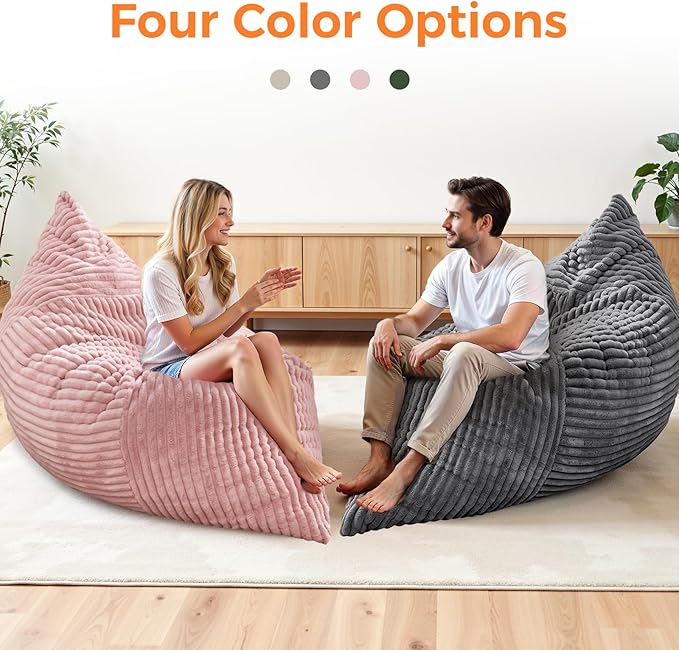 3 in 1 Giant Bean Bag Chair Convertible Bean Bag Bed for Adults and Kids Oversized Comfy Memory Foam Floor Sofa with Machine Washable Cover for Living Room Bedroom &amp Dorm(Green)