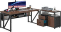 Tribesigns Office Desk with Drawers Sets 63 inches L Shaped Computer Desk with Mobile File CabinetBig Executive Desk for Home Office Furniture Sets (Dark Brown 63-inch)