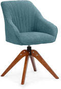 Athena Collection Modern Accent Chair Comfy Swivel Reading Chair for Adults Soft Upholstered Fabric Armchair with Wooden Legs for Living Room Bedroom Dorm Office Sky Blue
