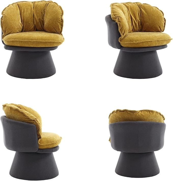 Swivel Accent ChairModern Round Armchair Reading ChairsThick Density Fabric Barrel Chairs for LivingBedroomLoungeYellow