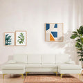 Sectional Couches for Living Room Furniture Sets 4 Seat U Shaped Sectional Couch with Storage Adjustable Couch with Armrests and Ottoman for Apartment White