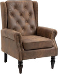 Mid-Century High Wingback Chair Microfiber Accent Chair Armchair with ButtonsModern Living Room Chairs with Rivet DecorationLeisure Single Sofa Chair for BedroomClubHome Reception (Coffee.)