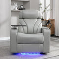 Merax Power Motion Recliner with USB Charging Port and Hidden Arm Storage Home Theater Seating with Convenient Cup Holder Designand Stereo(Light Grey)