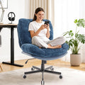 Oversized Swivel Accent Chairs with Ottoman for Living Room Bedroom Extra Wide Rocking Swivel Criss Cross Chair with WheelsBlue
