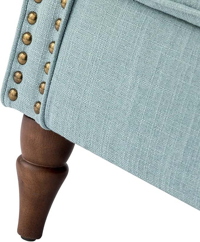 Modern Upholstered Accent Chair with Wood Legs Wingback Armchair with Removable Cushion Comfy Nailhead Trim Lounge Chair Single Sofa Reading Chairs for Living Room Bedroom