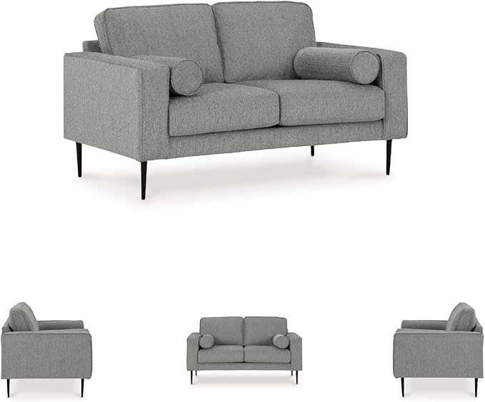 Signature Design by Ashley Hazela Casual Loveseat with 2 Bolster Pillows Gray