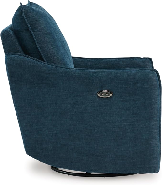 Signature Design by Ashley McBurg Contemporary Swivel Power Recliner with USB Charging Blue